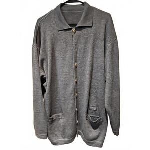 Versace Classic V2 Vintage Gray Wool Blend Button Sweater - Large Italy